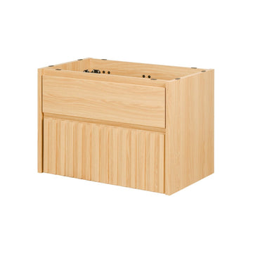 Sherwin Slat Modern Coastal 2-Drawer Wall Mounted Bath Vanity Cabinet Only (Sink Basin Not Included)